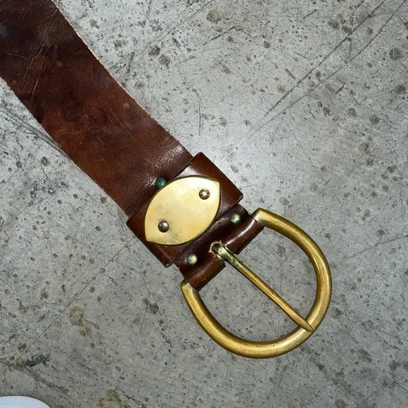 Gilles Herve Paris Brown Leather Belt with Cream Lacing and Detailed Buckle Gilles Herve Paris | Accessories | Gilles Herve Paris Brown  main image 2